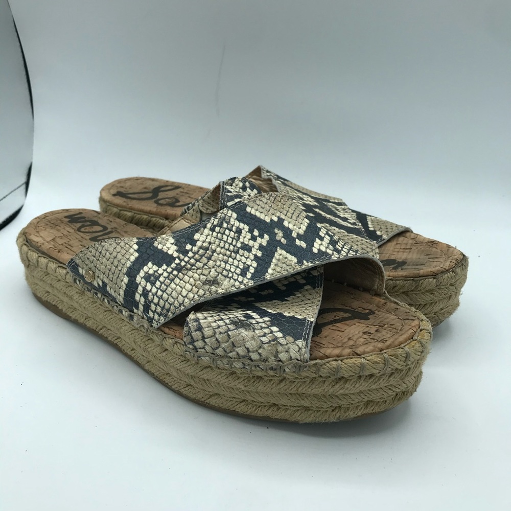 Sam Edelman Leather Snake Natty Platform Espadrille Sandal Slip On Shoes Size 9